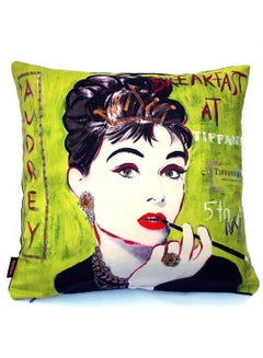 Alwan Audrey Hepburn Print Cushion Cover Multicolour 40x40cm  - Image 1