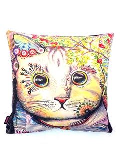 Alwan Cat Print Cushion Cover Multicolour 40x40cm  - Image 1