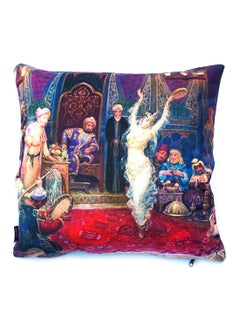 Alwan Belly Dancer Ottoman Palace Print Cushion Cover Multicolour 40x40cm  - Image 1