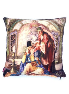 Alwan Two Ottoman Lady Print Cushion Cover Multicolour 40x40cm  - Image 1