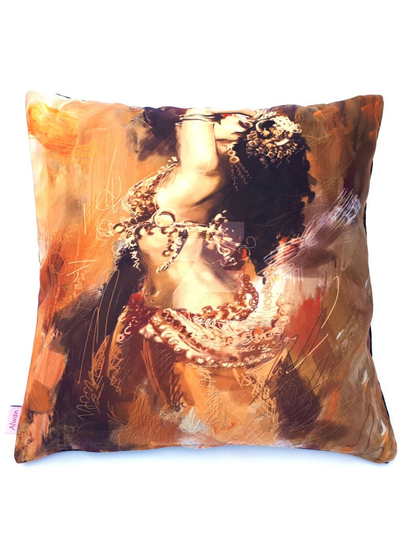 Alwan Belly Dancer Print Cushion Cover Multicolour 40x40cm - Image 1
