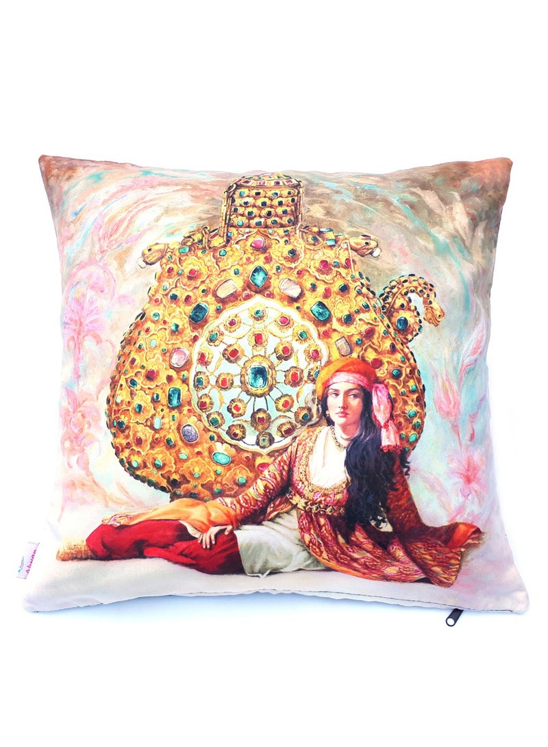 Ottoman Lady Print Cushion Cover Multicolour 40x40cm - v1554315811/N22908373A_1