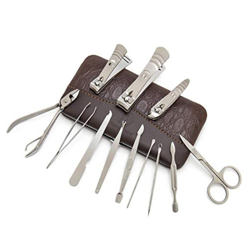 QQCUTE 12-Piece Manicure & Pedicure Set Silver 13 x 7 x 2centimeter - Image 2