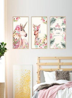3D Unicorn Deer Photo Frame Wall Sticker Multicolour 60 x 90centimeter