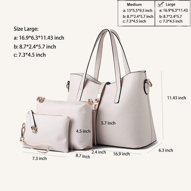 Generic - 4-Piece Synthetic Leather Shoulder Bag Set White - Image 1