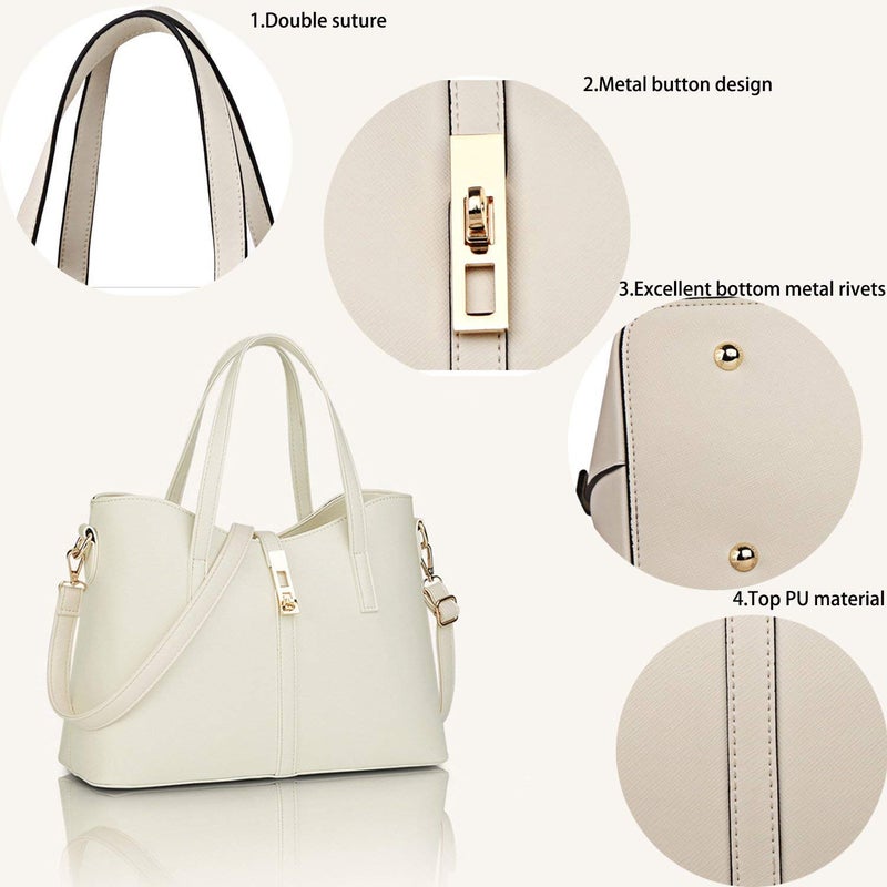 Generic - 4-Piece Synthetic Leather Shoulder Bag Set White - Image 1