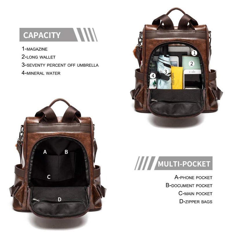 Generic - Anti-theft Casual Shoulder Backpack Coffee - Image 1