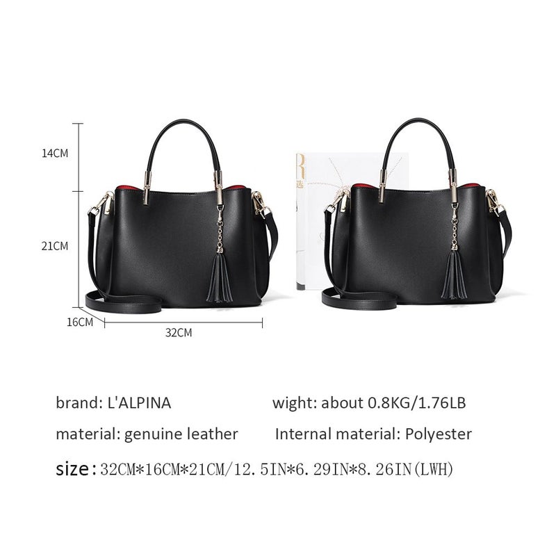 Generic - Genuine Leather Tote HandBag Black - Image 1