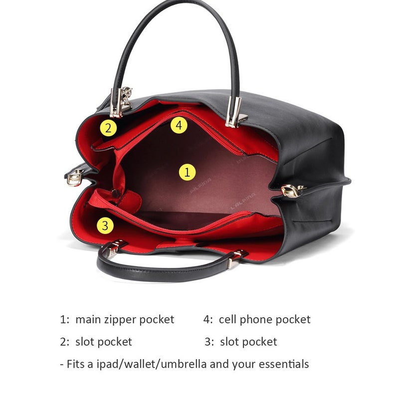Generic - Genuine Leather Tote HandBag Black - Image 1