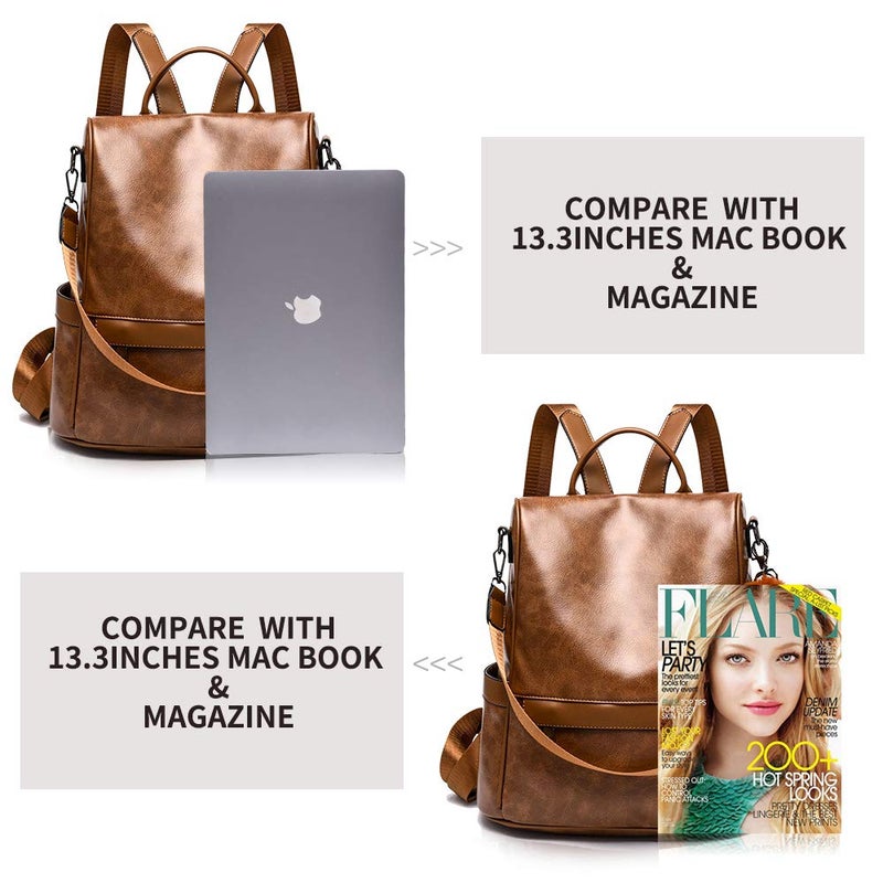 حقيبة ظهر كاجوال مضادة للسرقة بني - Image 4