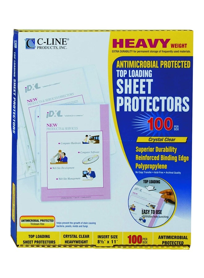 C-Line Clear Top-Loading Heavyweight Antimicrobial Poly Sheet Protectors  - Image 1