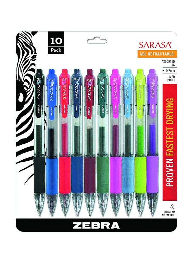 ZEBRA Sarasa Retractable Gel Ink Pen Set, Pack Of 10 Multicolour  - Image 1