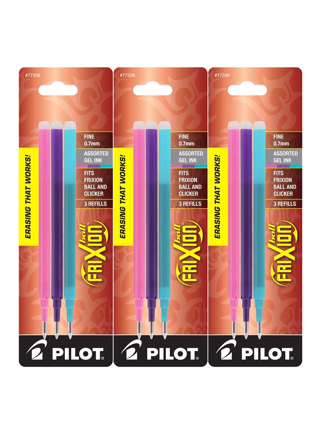 بايلوت عبوات إعادة تعبئة لأقلام حبر جل فريكسيون القابلة للإزالة بأنماط متنوعة، مجموعة من 9 أقلام (طراز 77336)