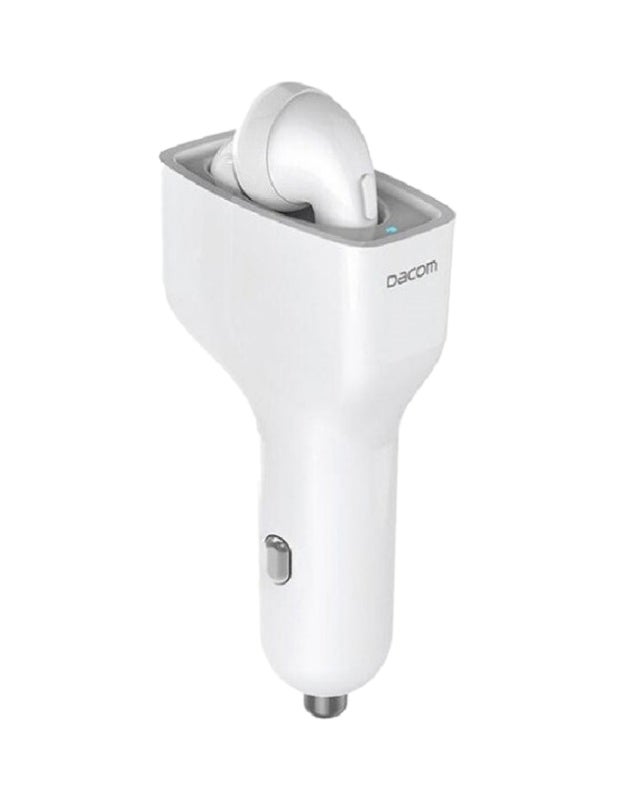 Dacom Car Kit Charger With Wireless Bluetooth In-Ear Headset White - Image 3