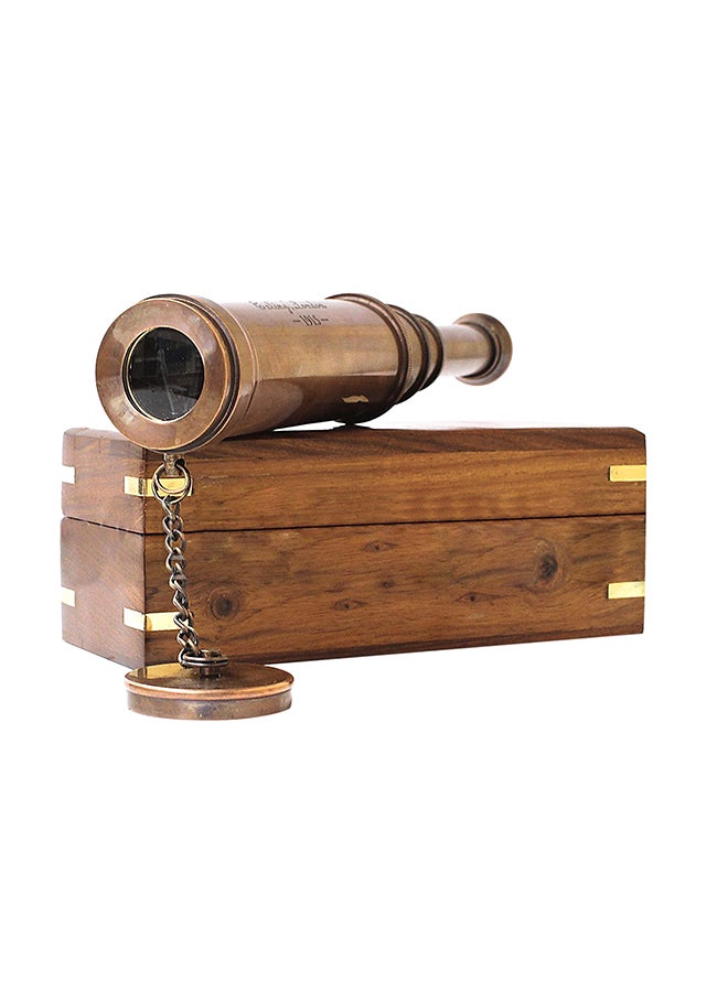 Collectibles Buy - Vintage Copper Finish Telescope With Wooden Box Marine Gift London 1917 - Image 1