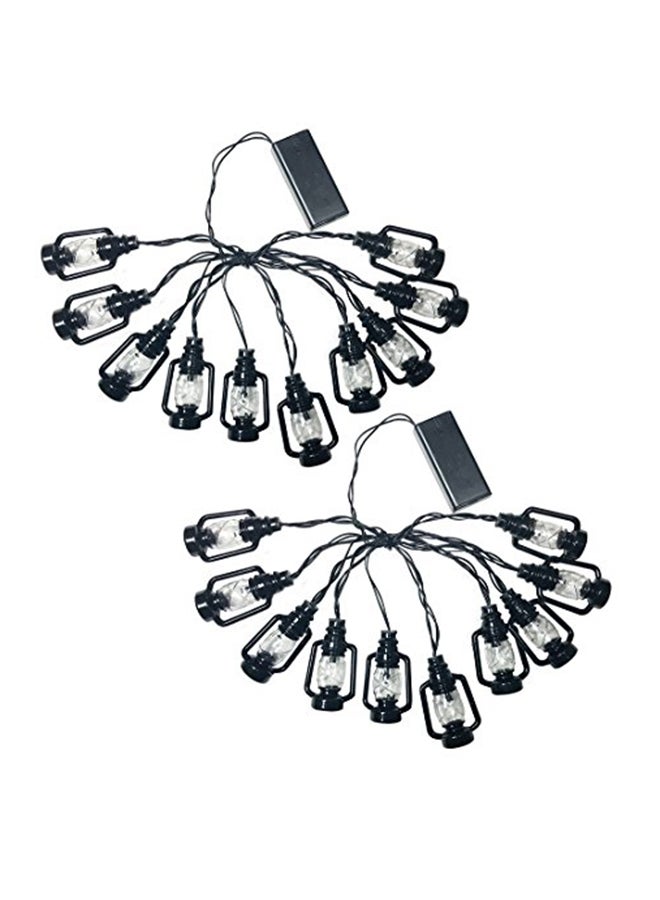 بانبيري ديزاينز سلسلة مصابيح فانوس من تصميمات رمضان بانبيري - حبل إضاءة صغير يعمل ببطارية LED فانوس أسود - 10 فوانيس صغيرة لكل سلك - مصابيح فانوس - شريط إضاءة للحفلات - مجموعة من 2