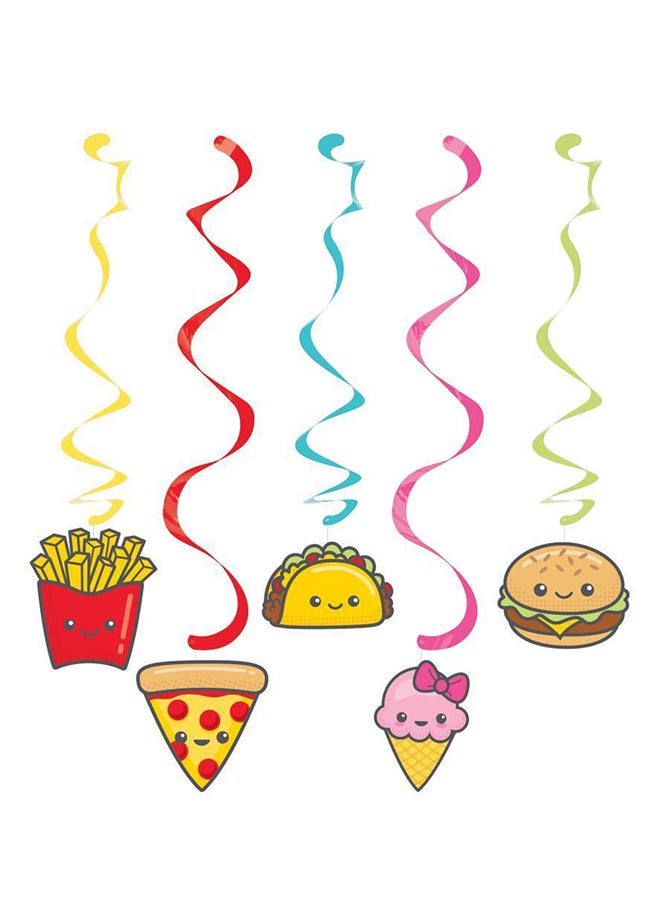 تشكيلة زينة متدلية بنمط دوّار بأشكال أكلات سريعة مرحة