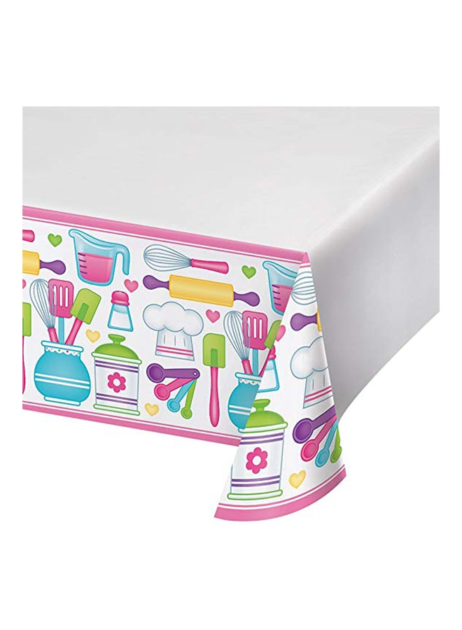 CREATIVE CONVERTING 1-Piece Border Print Plastic Tablecover Little Chef 54x102inch 
