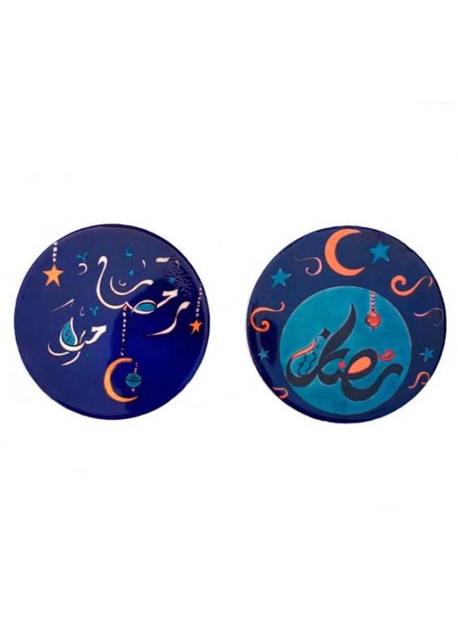 Alwan 2-Piece Ramadan Coaster Set Blue 8cm - Image 2