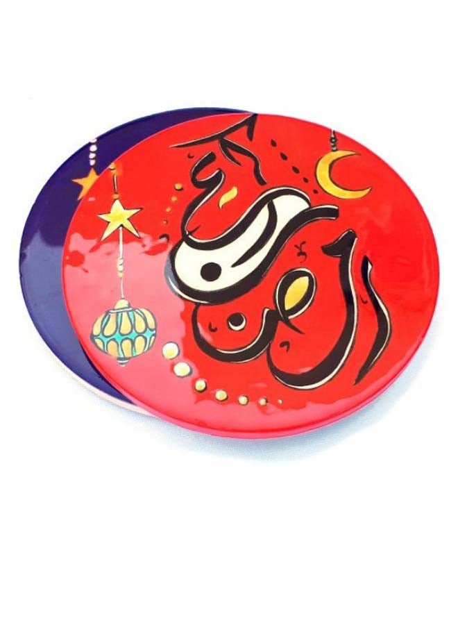 Alwan 2-Piece Ramadan Coaster Set Navy/Red 8cm - Image 1