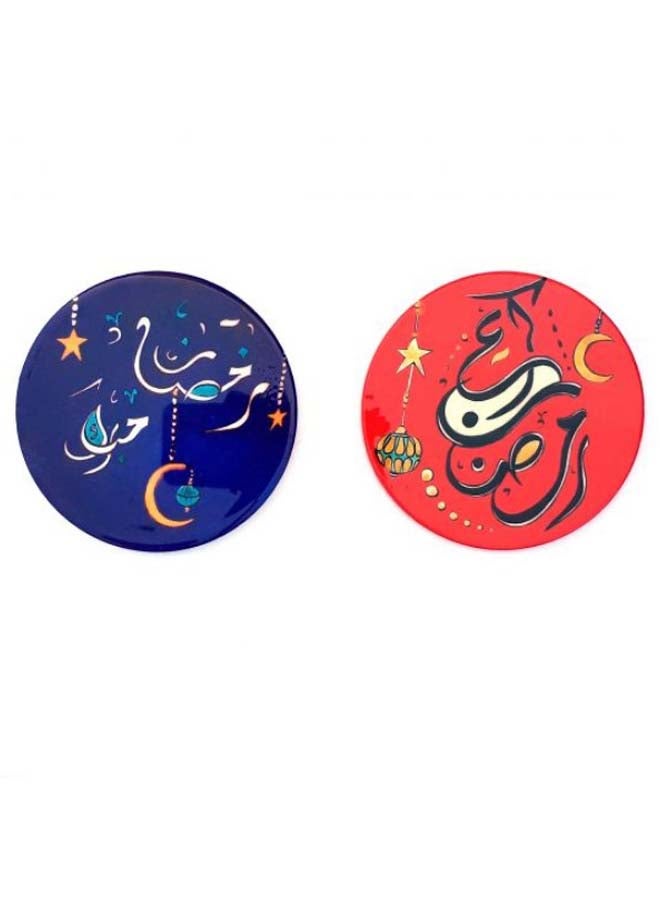 Alwan 2-Piece Ramadan Coaster Set Navy/Red 8cm - Image 2