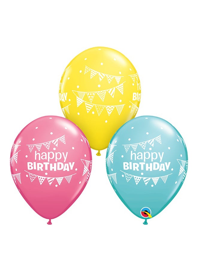 Qualatex 25-Piece Birthday Pennants And Dots Latex Balloons 11inch - Image 1