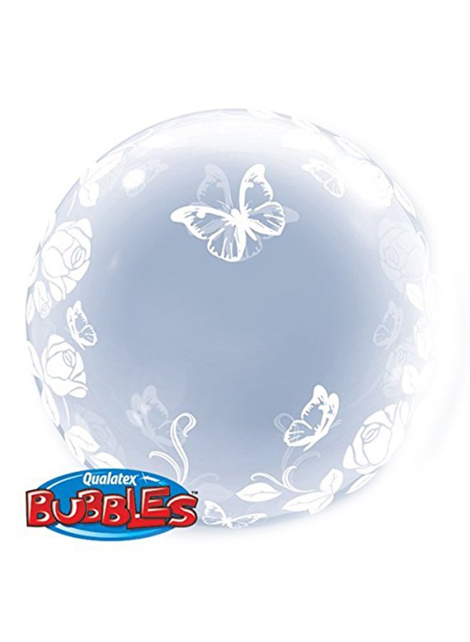 Qualatex - Deco Bubble Balloon Elegant Roses And Buterflies 24inch - Image 1