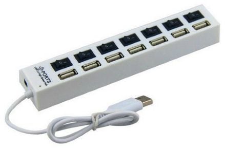 Hub 7 Port USB 2.0 High Speed On/Off Sharing Switch For Laptop