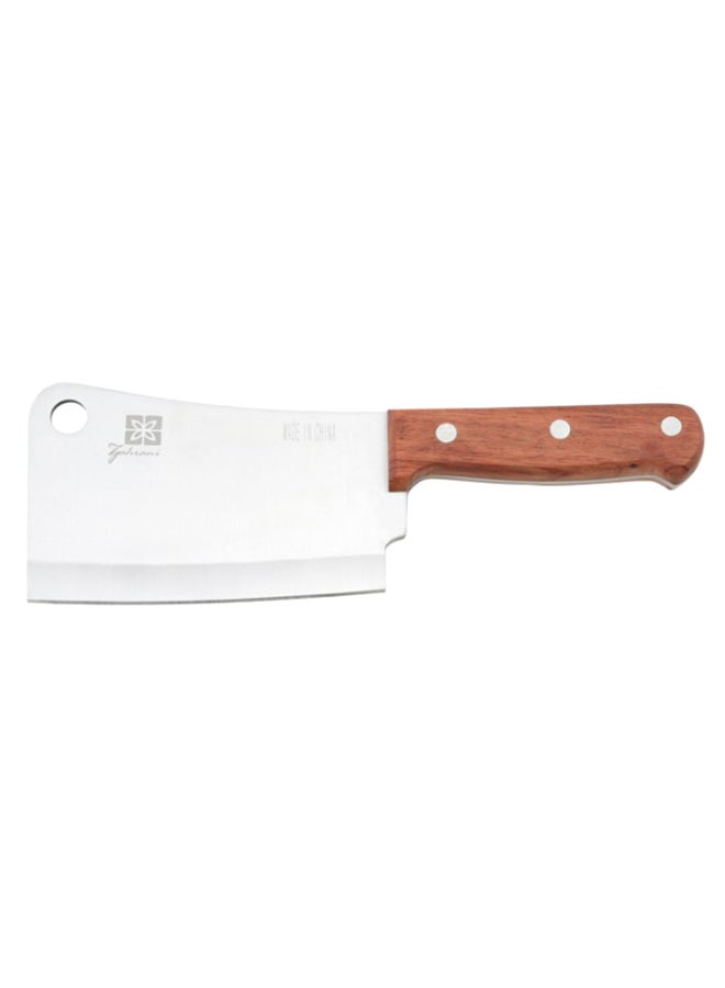 zahrani - Stainless Steel Cleaver Knife With Wood Handle Silver/Brown 6inch - Image 1