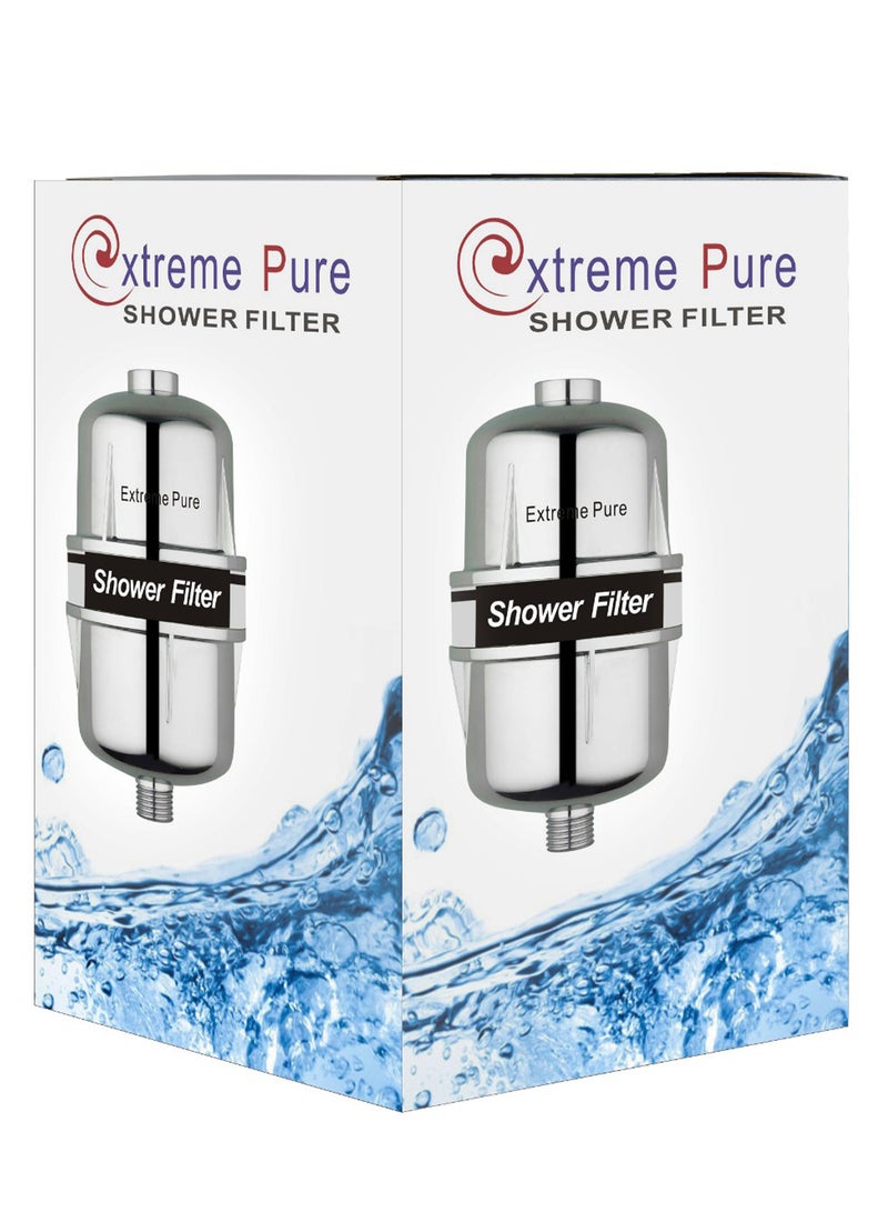 PuriPro Chrome Alloy Pure Shower Filter With Two Replacement Cartridge Silver 14 x 10cm - Image 2