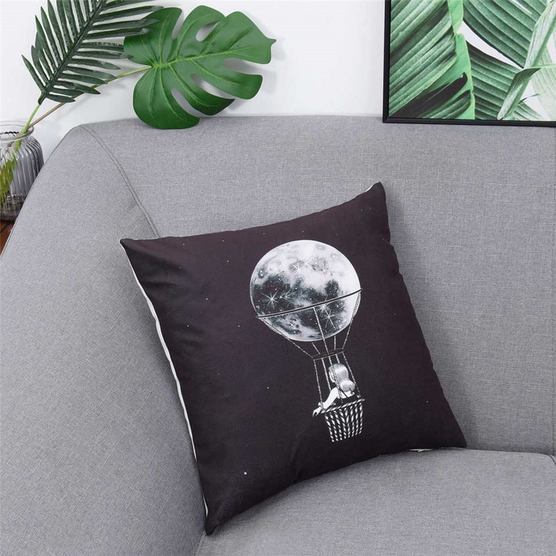 شاربدو غطاء وسادة مطبوعة من مودرن هوم أسود/ أبيض 45 x 45Ø³Ù†ØªÙŠÙ…ØªØ± - Image 2