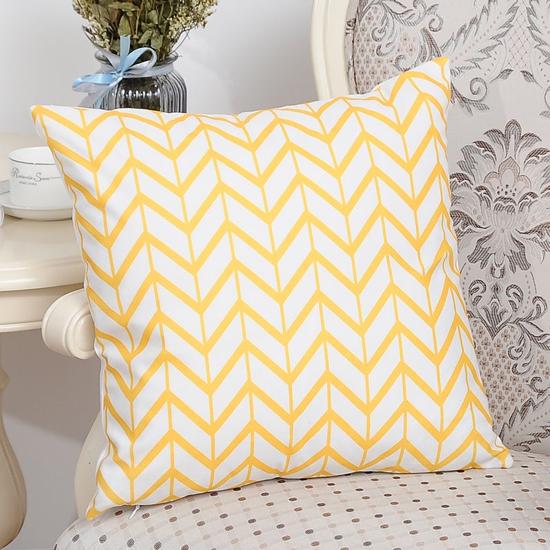 Sharpdo Modern Home Painted Pillowcase White/Yellow 45 x 45cm - Image 3