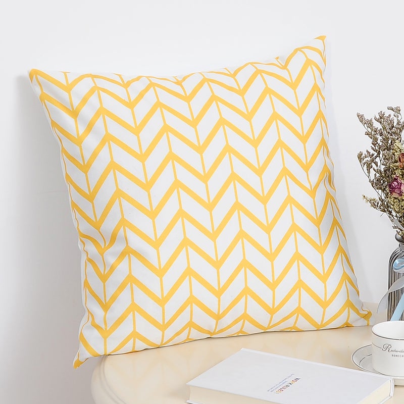 Sharpdo Modern Home Painted Pillowcase White/Yellow 45 x 45cm - Image 4