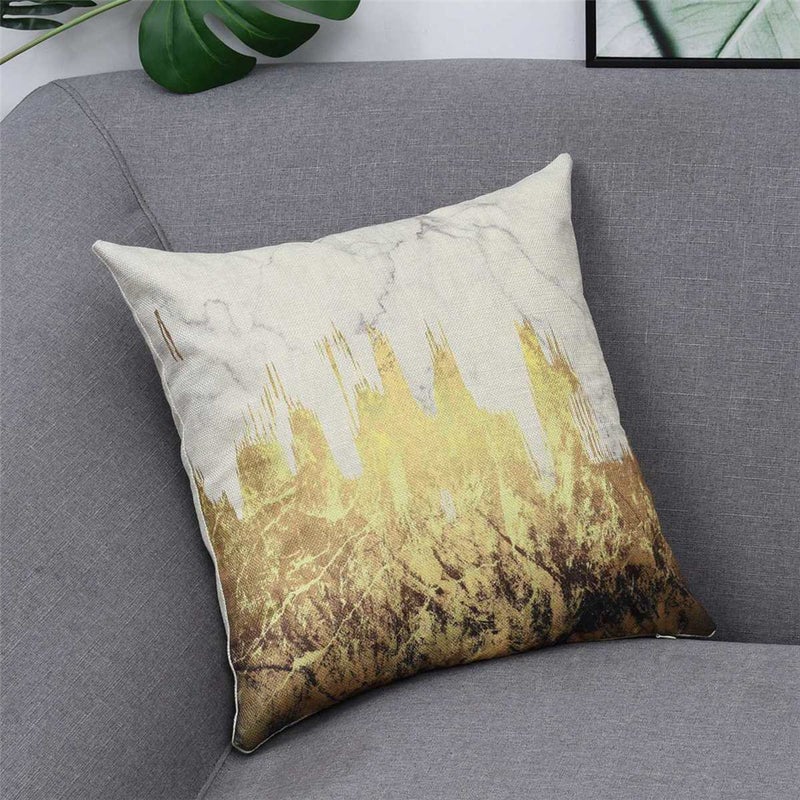 شاربدو غطاء وسادة مطبوع ذهب / رمادي 45 x 45سم - Image 3