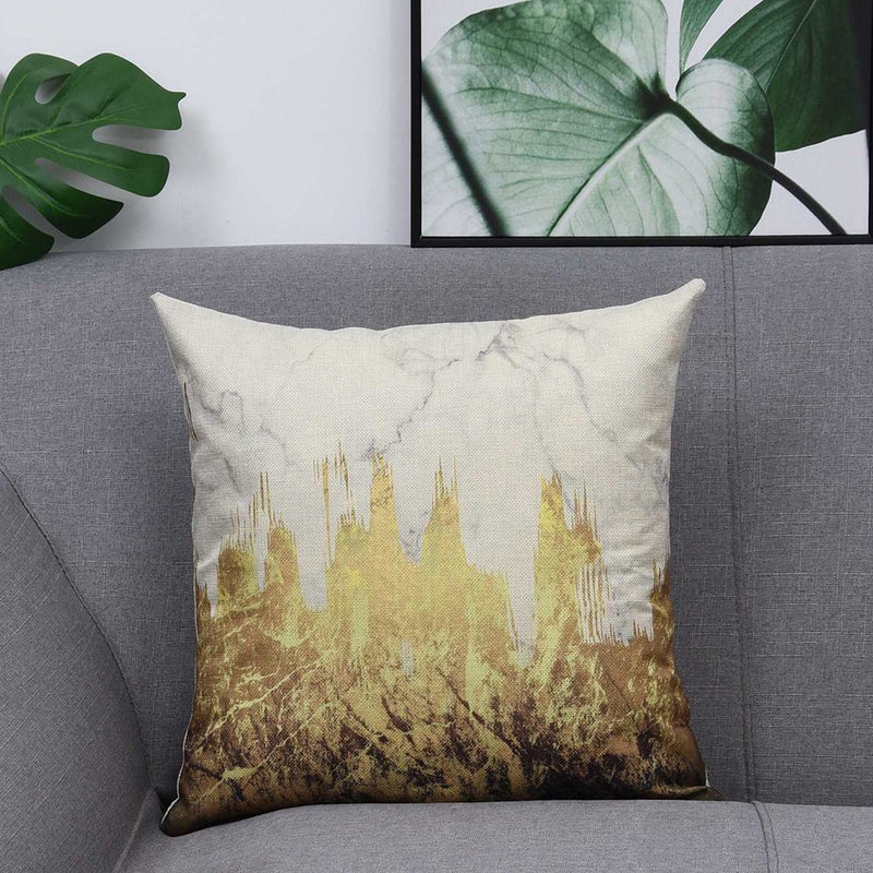 شاربدو غطاء وسادة مطبوع ذهب / رمادي 45 x 45سم - Image 4