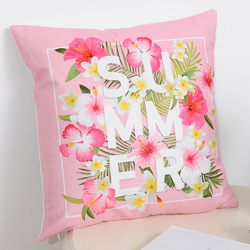 Sharpdo Flower Summer Printed Cushion Cover Multicolour 45 x 45cm - Image 2