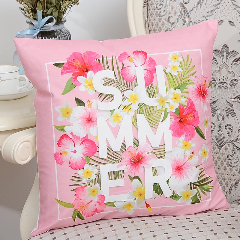 Sharpdo Flower Summer Printed Cushion Cover Multicolour 45 x 45cm - Image 3