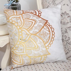 Sharpdo Printed Cushion Cover White/Gold 45 x 45cm  - Image 3