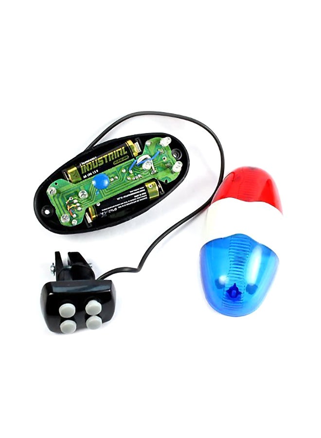 Optimal Shop 6 Bike Bicycle Police Led Light + 4 Loud Siren Sound Trumpet Cycling Horn Bell 3.81X0X12.7inch - Image 1