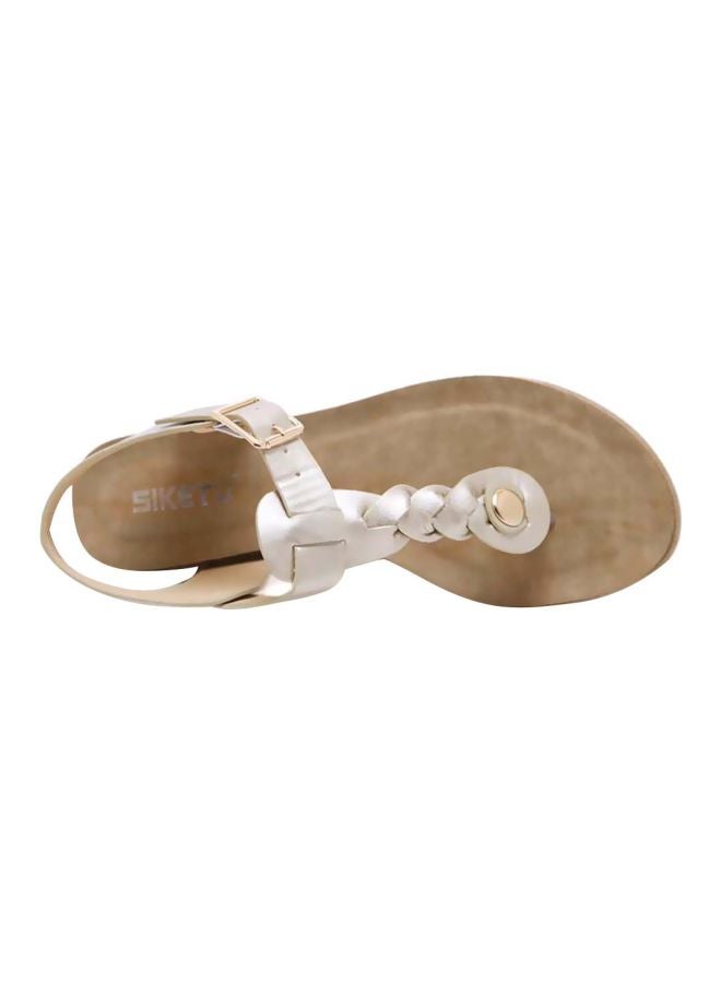 HUSK'SWARE - Buckle Wedge  Sandals Beige/White - Image 1