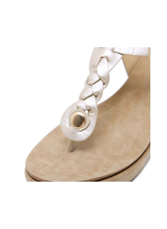 HUSK'SWARE - Buckle Wedge  Sandals Beige/White - Image 1