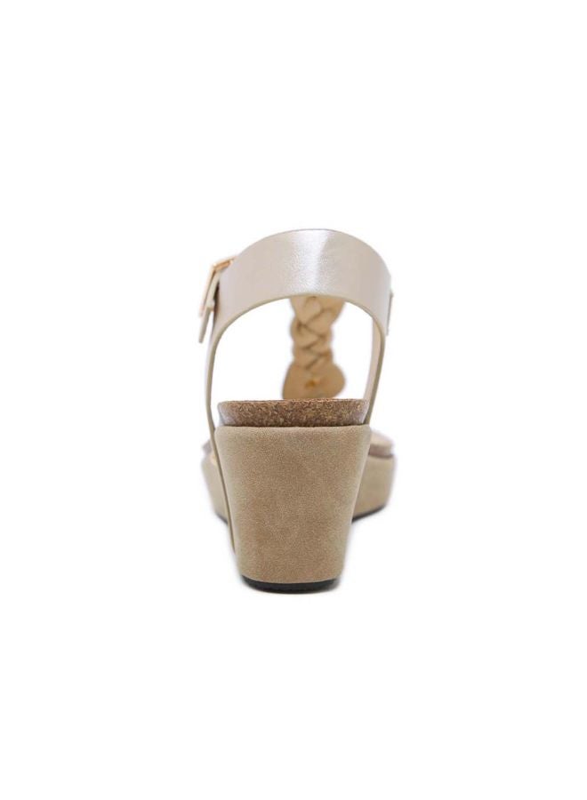 HUSK'SWARE - Buckle Wedge  Sandals Beige/White - Image 1