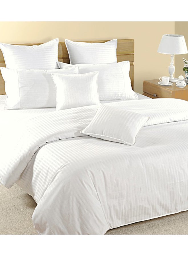 Striped Bedsheet Set Cotton White Double