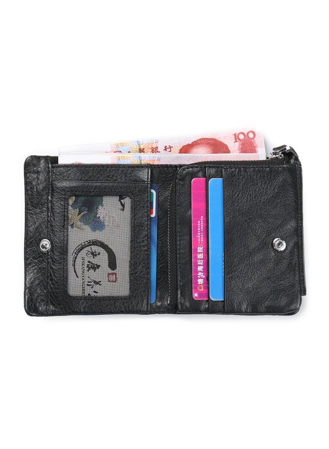GUBINTO Three Fold Multi Card Shoe Leather Wallet Black - Image 3
