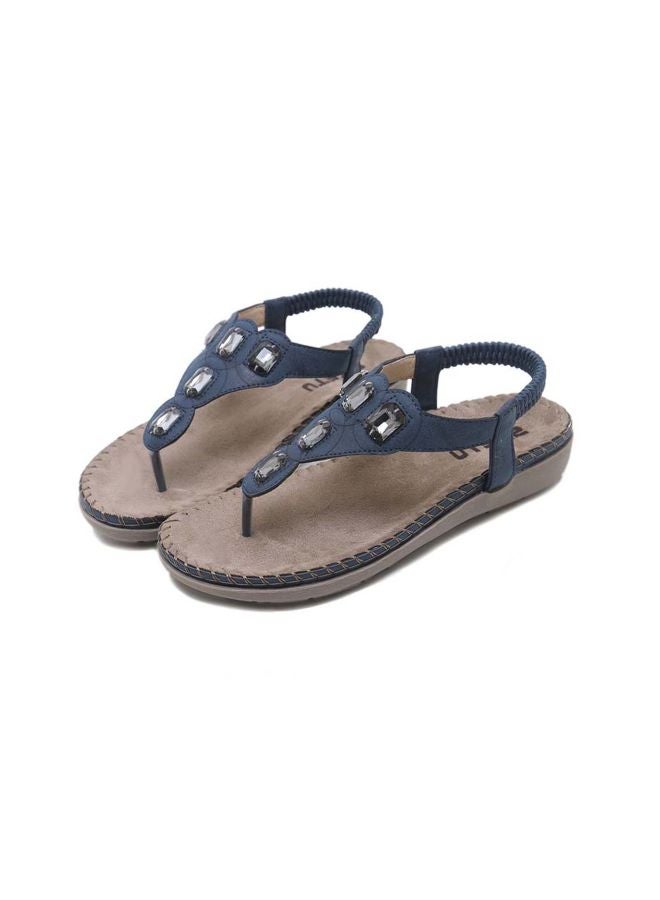 HUSK'SWARE - Stone Studded Pull-on Casual Sandals Blue/Silver - Image 1