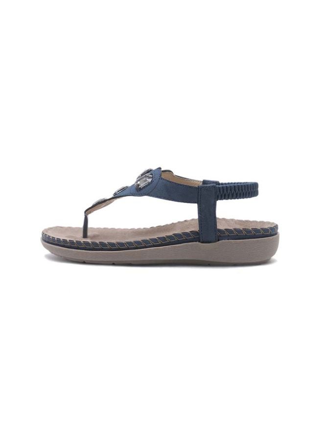 HUSK'SWARE - Stone Studded Pull-on Casual Sandals Blue/Silver - Image 1