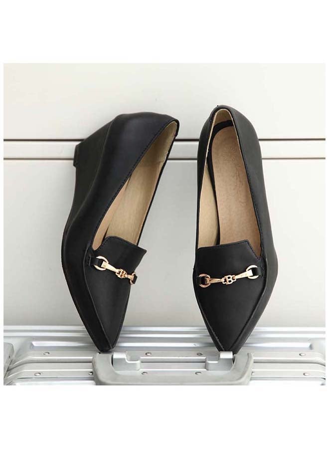 HUSK'SWARE - Wedge Heeled Pumps Black/Gold - Image 1