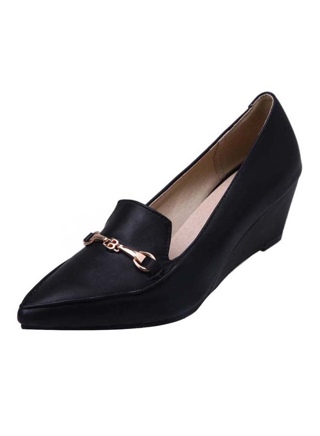 HUSK'SWARE - Wedge Heeled Pumps Black/Gold - Image 1
