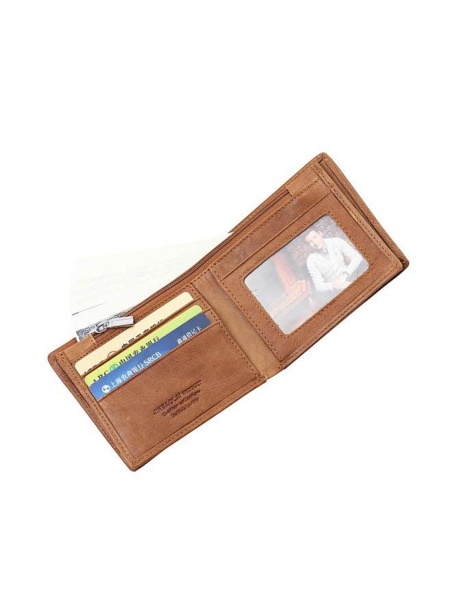 JINBAOLAI Leather Slim With ID Window Front Pocket  Mens Wallet Brown - Image 3