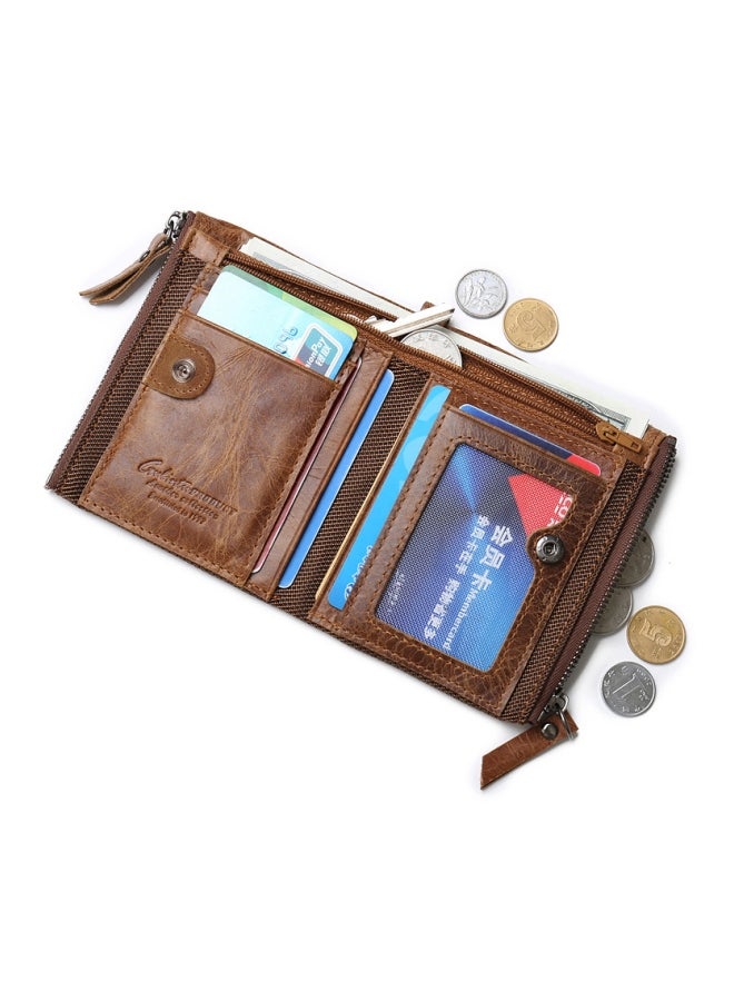 GUBINTO - Vintage leather long men's zipper wallet brown Brown - Image 1